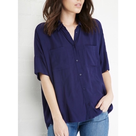 Very J Tops - Very J Blue Button Down Top DailyLook